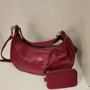 Coach Red Leather Harley Hobo Bag with Gold Hardware